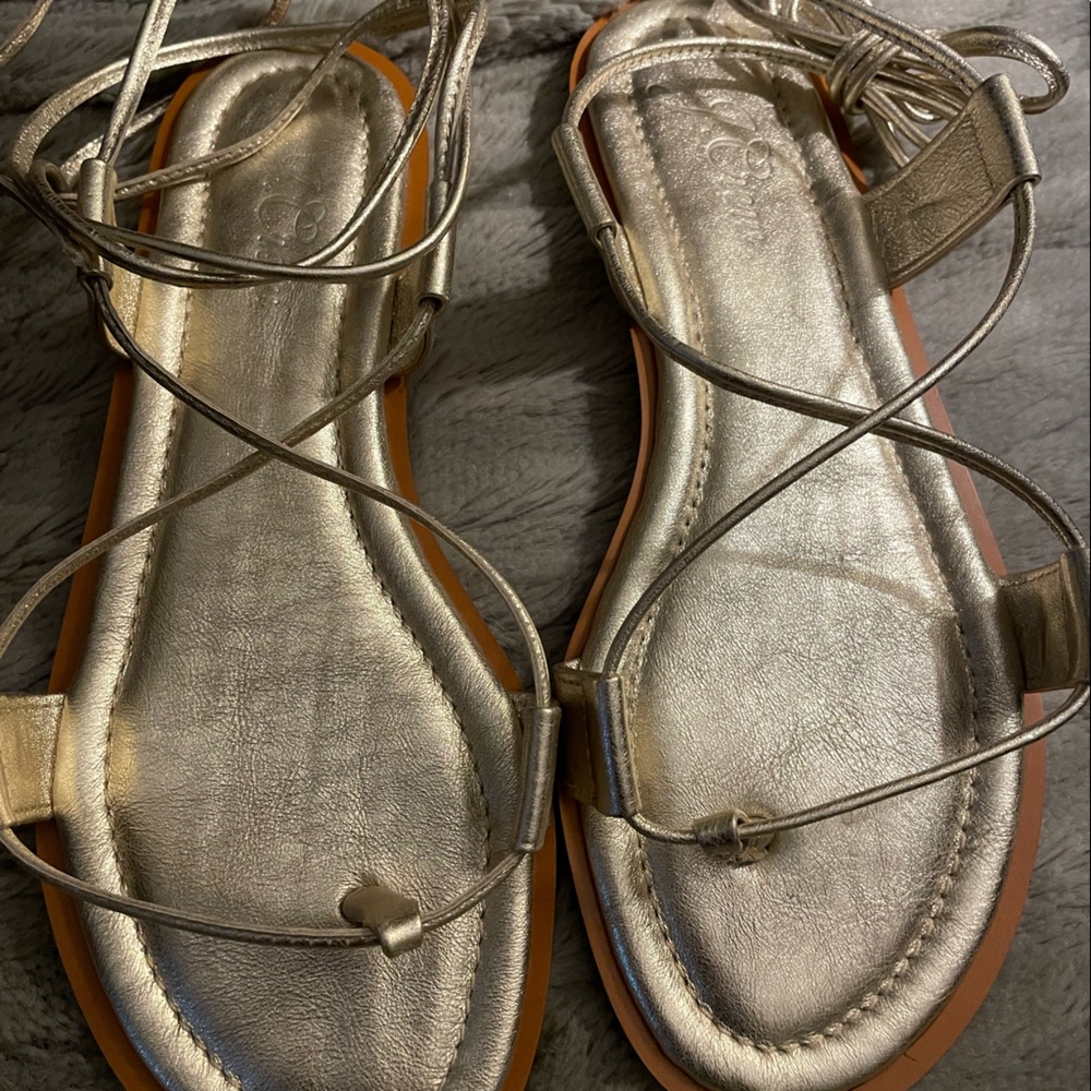 J.Crew metallic leather lace up gladiator sandal